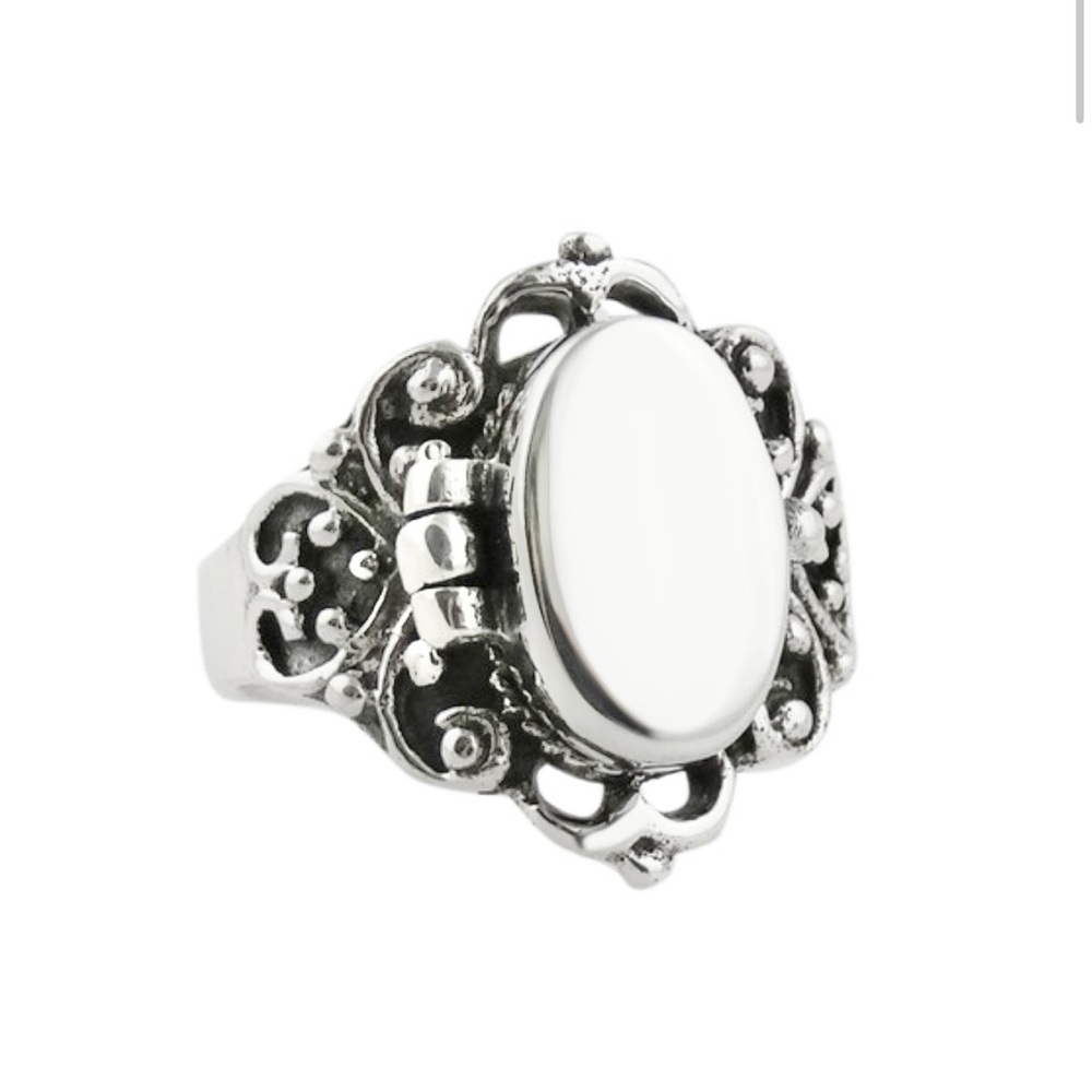 NEW engravable Victorian Replica Locket ring sterling sz.6-read historical info
